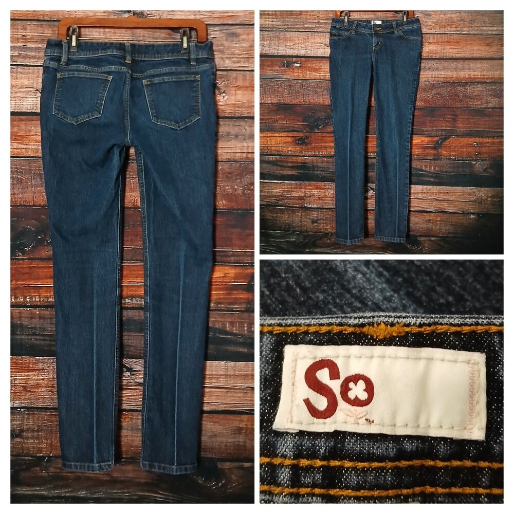 So Jeans 11 Low Rise Dark Wash Indigo Blue Denim Stretch